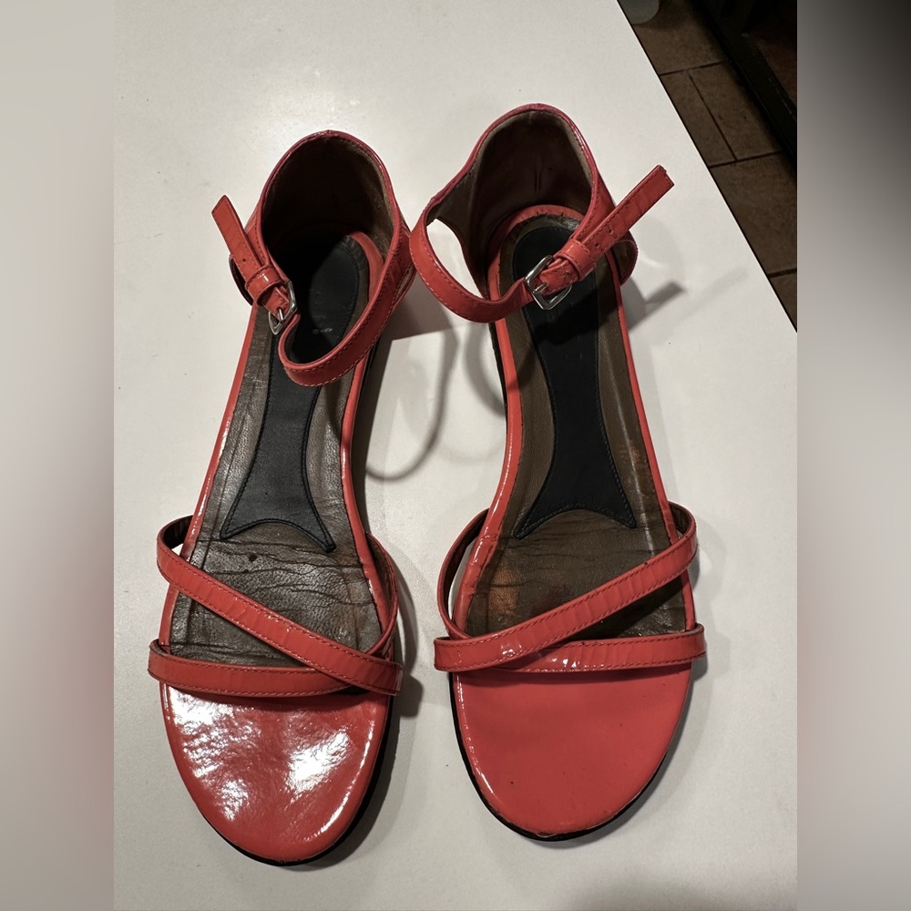 Marni Patent Leather Strappy Sandals Orange‎ Shoes Size 38